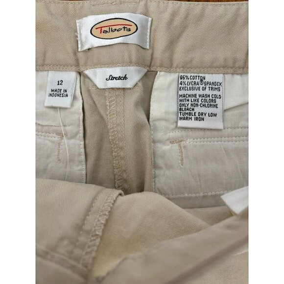 NWT Talbots Womens Size 12 Khaki Pants Tuxedo Stripe Stretch Cotton Blend Ankle - Picture 5 of 5